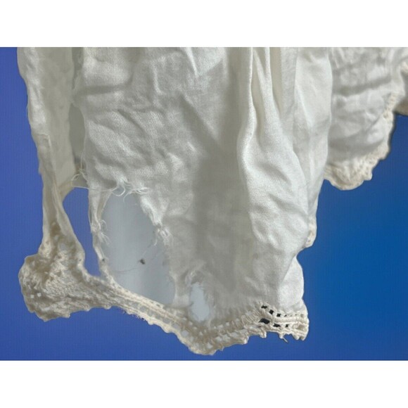 Antique Dress Slip Sleeveless Crochet Ruffle Hem Handmade Buttons Cream Country - Picture 6 of 7